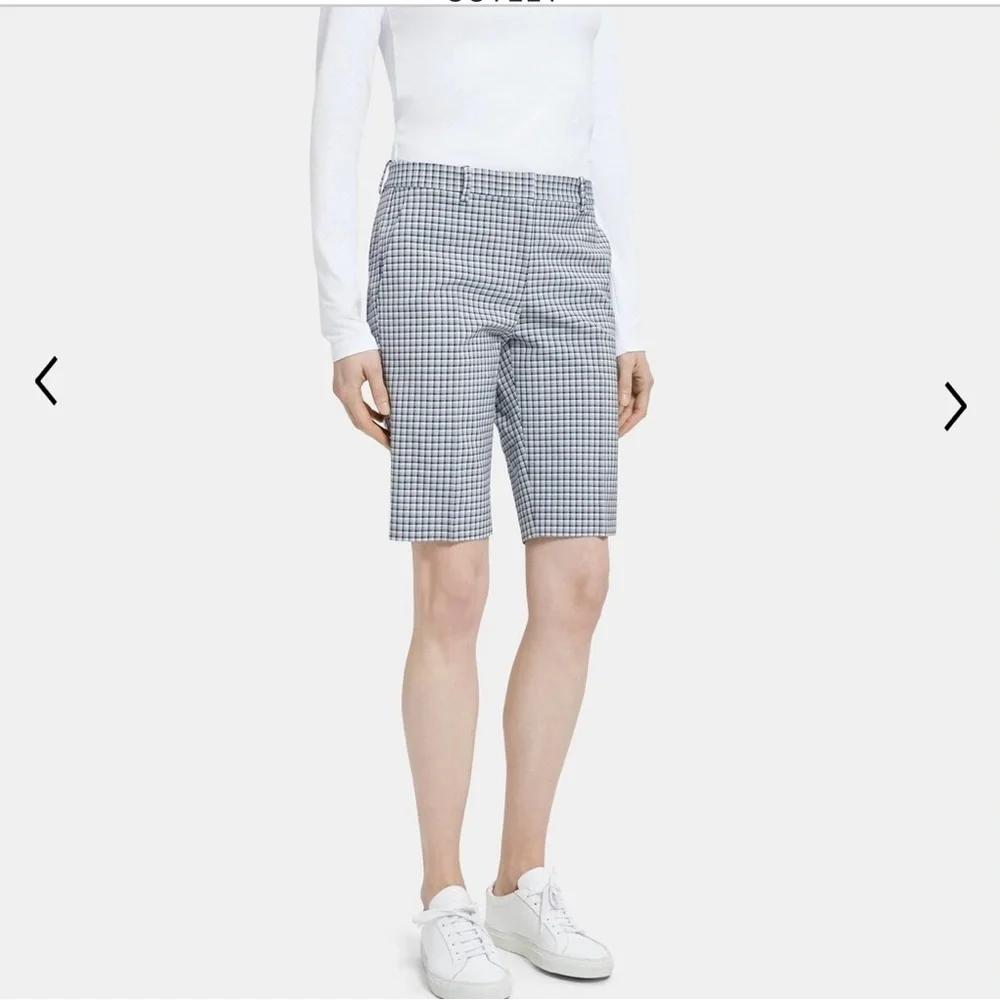 NEW Theory Treeca Slim Short in Viscose Check Size 8 reg $275 - Picture 3 of 8